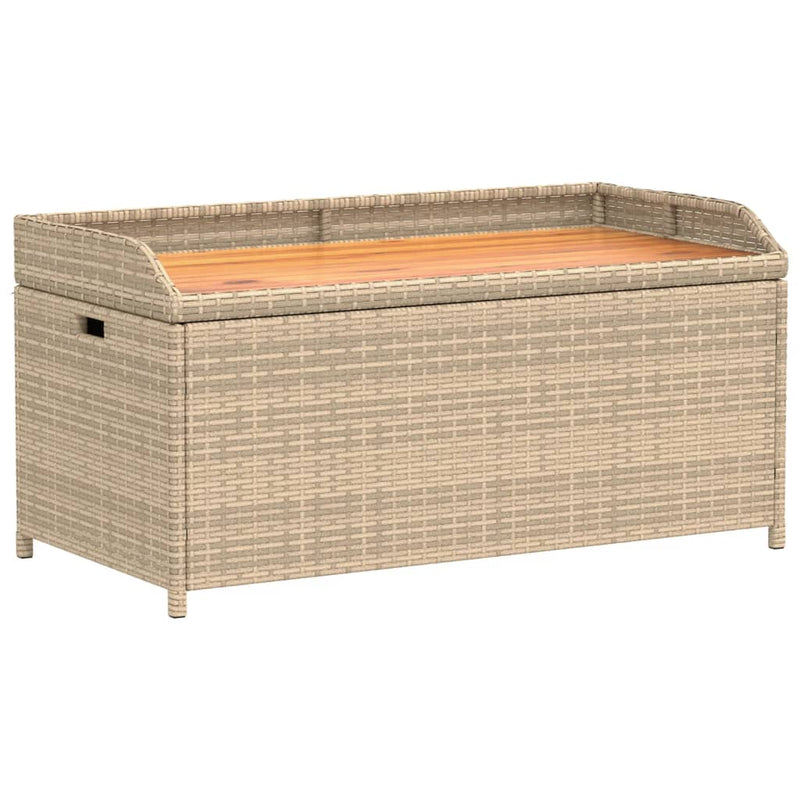 Beige säilytyspenkki Freige 100x50x52cm (polyrottinki ja akasiapuu)