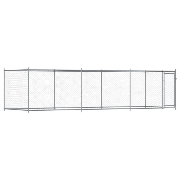 Koiranhäkki ovella harmaa 6x2x1,5 m galvanoitu teräs