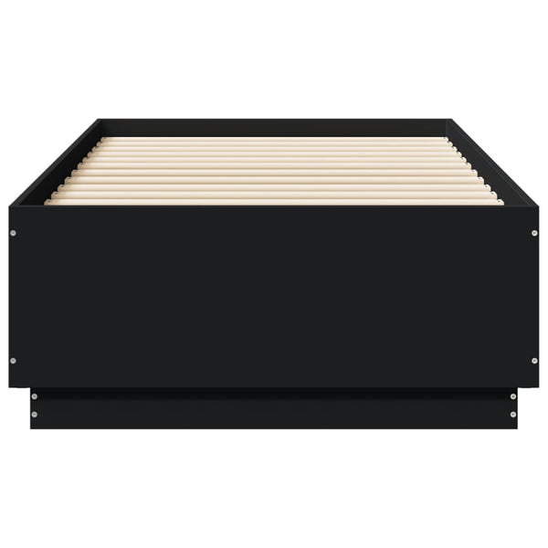 Sängynrunko LED-valoilla musta 90x190 cm tekninen puu