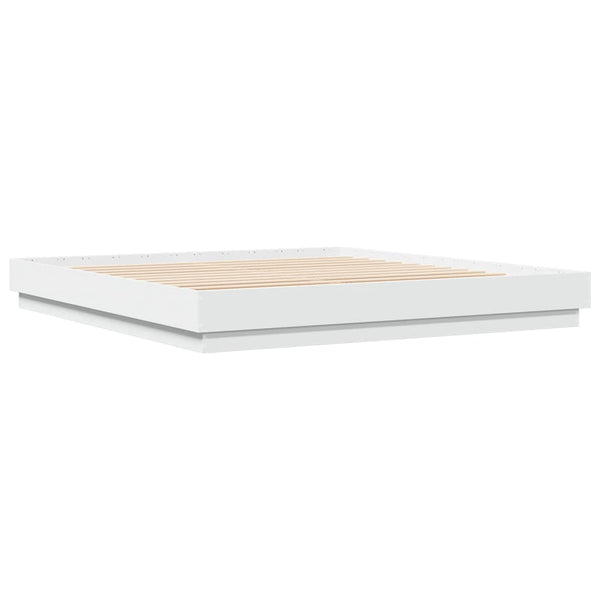 Sängynrunko LED-valoilla valkoinen 200x200 cm