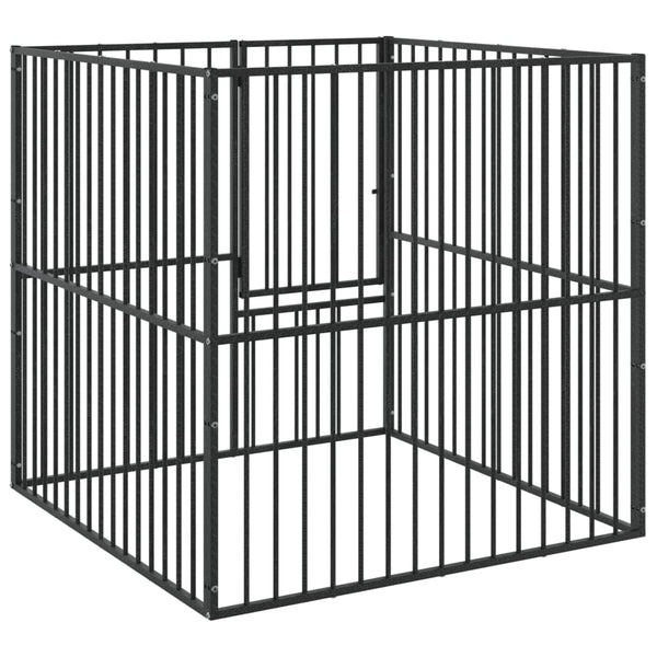 Musta koiranhäkki Hermihe (4 paneelia galvanoitu teräs)