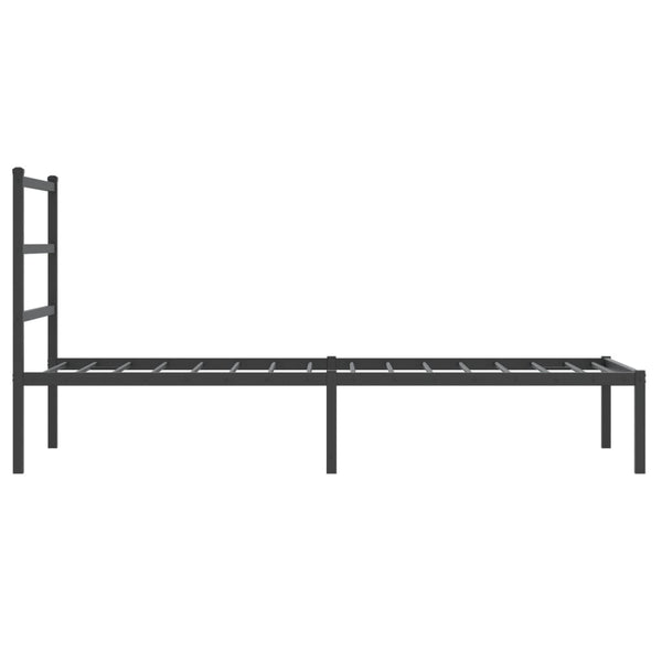 Musta metallinen sängynrunko päädyllä Mincu 90x200cm