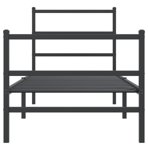 Metallinen sängynrunko päädyillä musta 80x200 cm