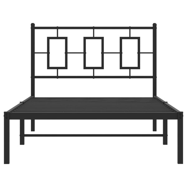 Metallinen sängynrunko päädyllä musta 100x190 cm