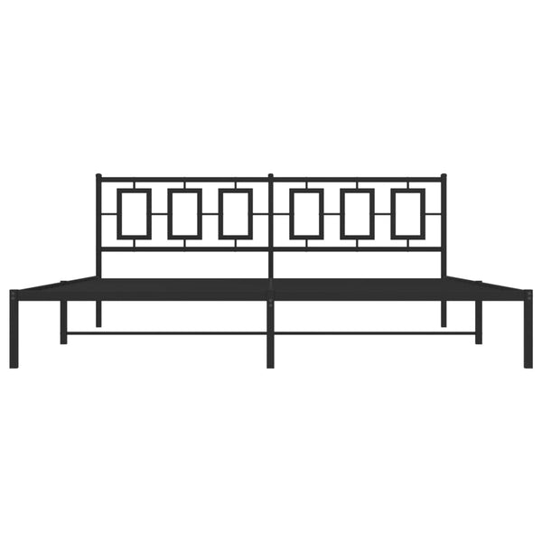 Metallinen sängynrunko päädyllä musta 200x200 cm