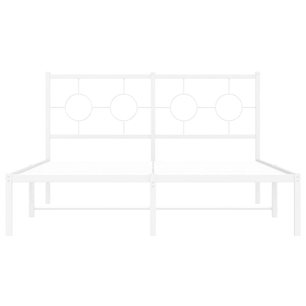 Metallinen sängynrunko päädyllä valkoinen 140x190 cm