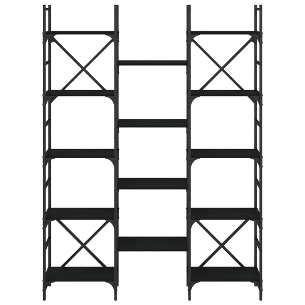 Kirjahylly musta 127,5x28,5x172,5 cm tekninen puu