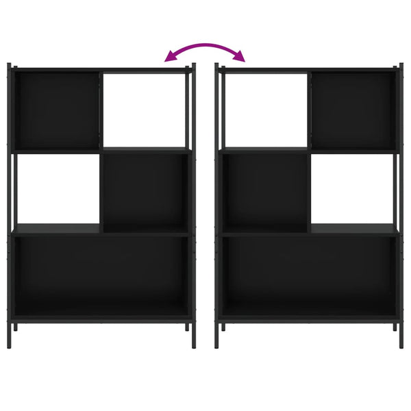 Kirjahylly musta 72x28x109 cm tekninen puu