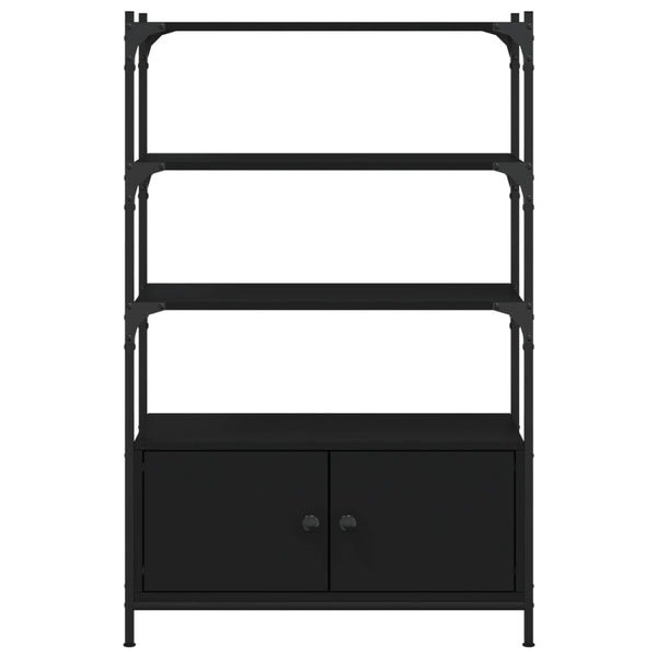 Kirjahylly 3 tasoa musta 70x30x109,5 cm tekninen puu