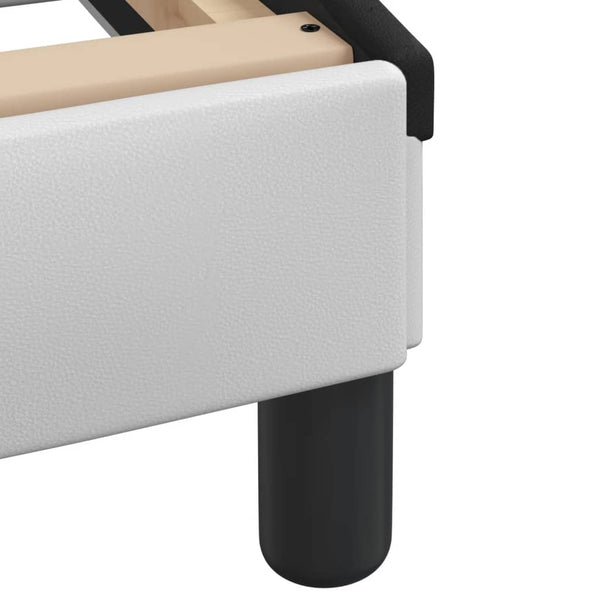 Sängynrunko päädyllä valkoinen ja musta 140x190 cm keinonahka