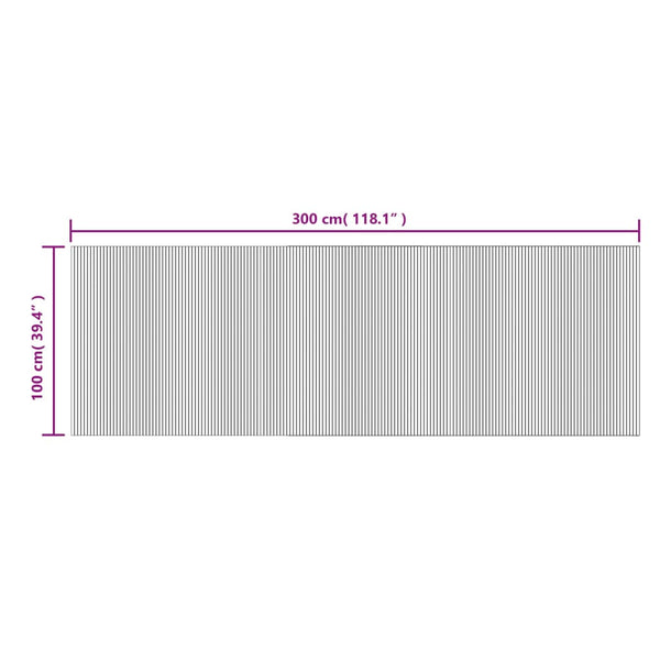 Matto suorakaide harmaa 100x300 cm bambu