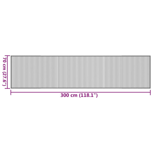 Matto suorakaide musta 70x300 cm bambu