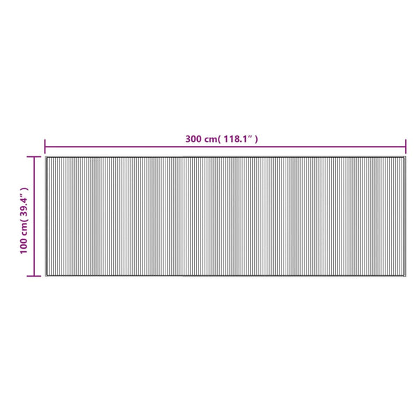 Matto suorakaide harmaa 100x300 cm bambu