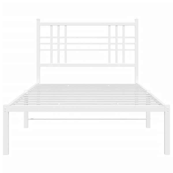 Metallinen sängynrunko päädyllä valkoinen 107x203 cm