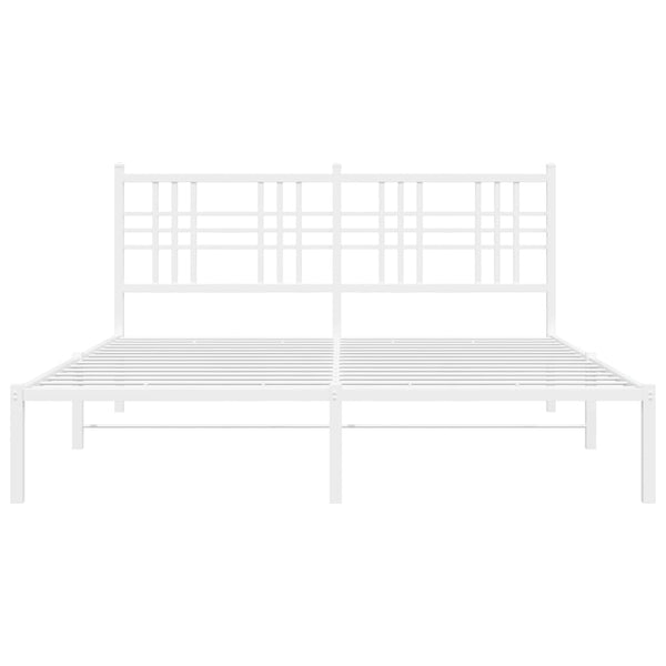 Metallinen sängynrunko päädyllä valkoinen 160x200 cm