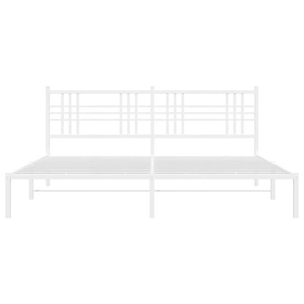 Metallinen sängynrunko päädyllä valkoinen 200x200 cm
