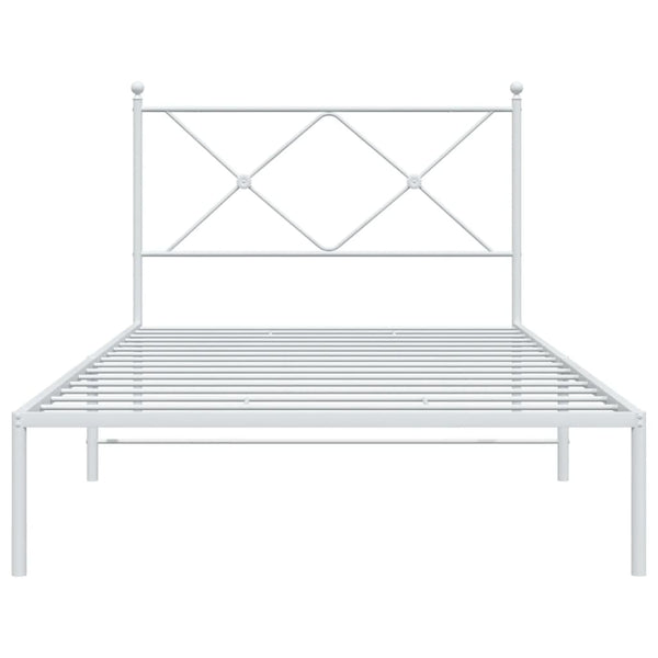 Metallinen sängynrunko päädyllä valkoinen 100x200 cm