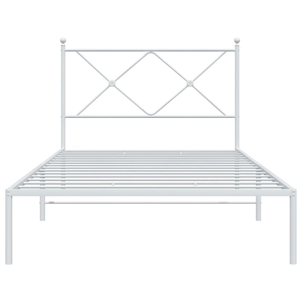Metallinen sängynrunko päädyllä valkoinen 107x203 cm
