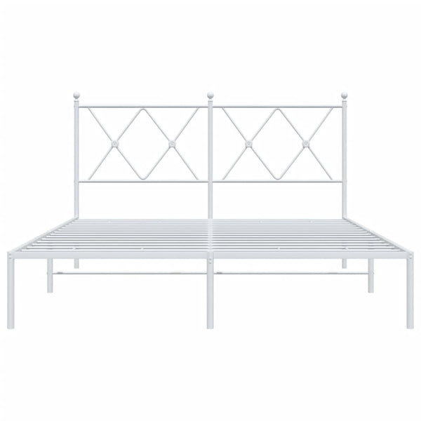 Metallinen sängynrunko päädyllä valkoinen 135x190 cm