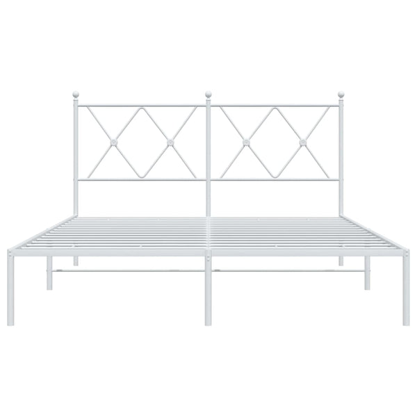 Metallinen sängynrunko päädyllä valkoinen 140x190 cm