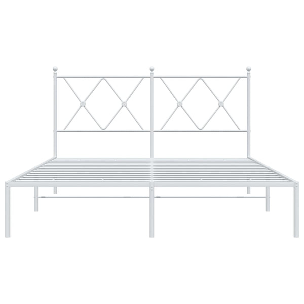 Metallinen sängynrunko päädyllä valkoinen 140x200 cm