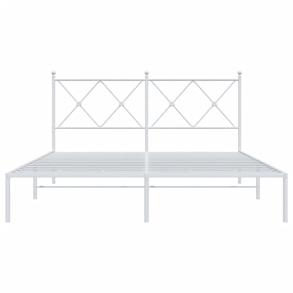 Metallinen sängynrunko päädyllä valkoinen 160x200 cm