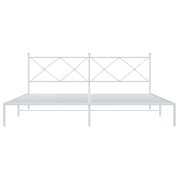 Metallinen sängynrunko päädyllä valkoinen 193x203 cm