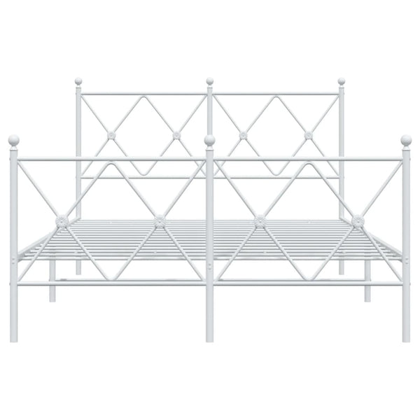 Metallinen sängynrunko päädyillä valkoinen 120x200 cm