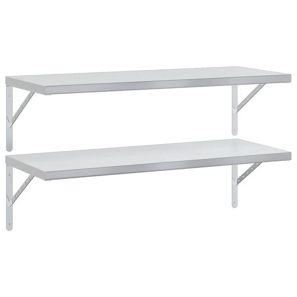 Hopea seinähyllyt Niolina 100x40cm (2 kpl ruostumaton teräs)