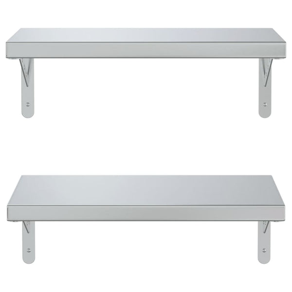 Seinähyllyt 2 kpl 50x23,5 cm hopea ruostumaton teräs