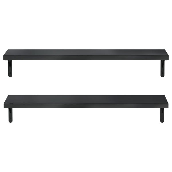 Seinähyllyt 2 kpl 100x23,5 cm musta ruostumaton teräs