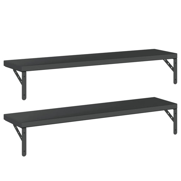 Seinähyllyt 2 kpl 100x23,5 cm musta ruostumaton teräs