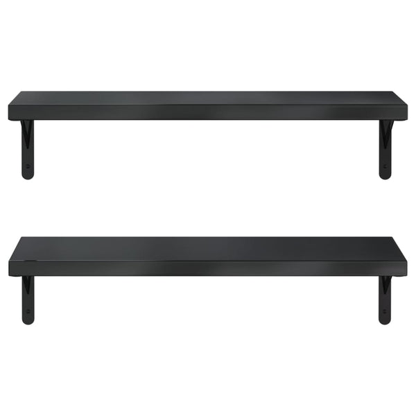 Seinähyllyt 2 kpl 75x23,5 cm musta ruostumaton teräs