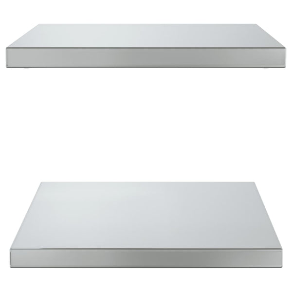 Seinähyllyt 2 kpl 50x40x3 cm hopea ruostumaton teräs