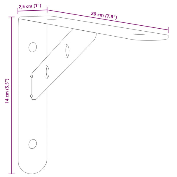 Seinätelineet kpl 20x2,5x14 cm musta ruostumaton teräs
