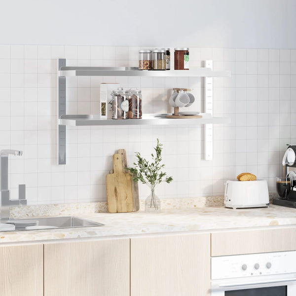 Seinähylly 2-kerroksinen 100x23,5x60 cm hopea ruostumaton teräs