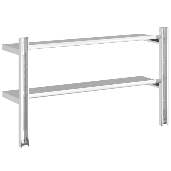 Seinähylly 2-kerroksinen 100x23,5x60 cm hopea ruostumaton teräs