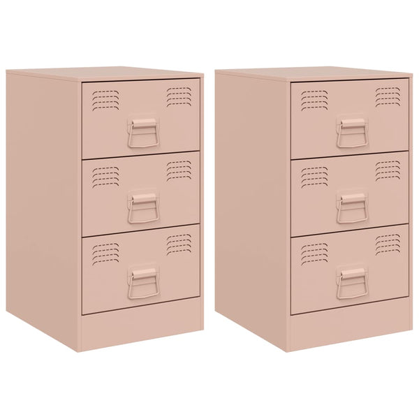 Yöpöydät 2 kpl pinkki 34,5x39x62 cm teräs