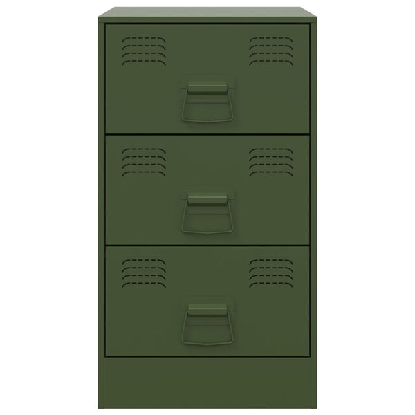 Yöpöytä oliivinvihreä 34,5x39x62 cm teräs