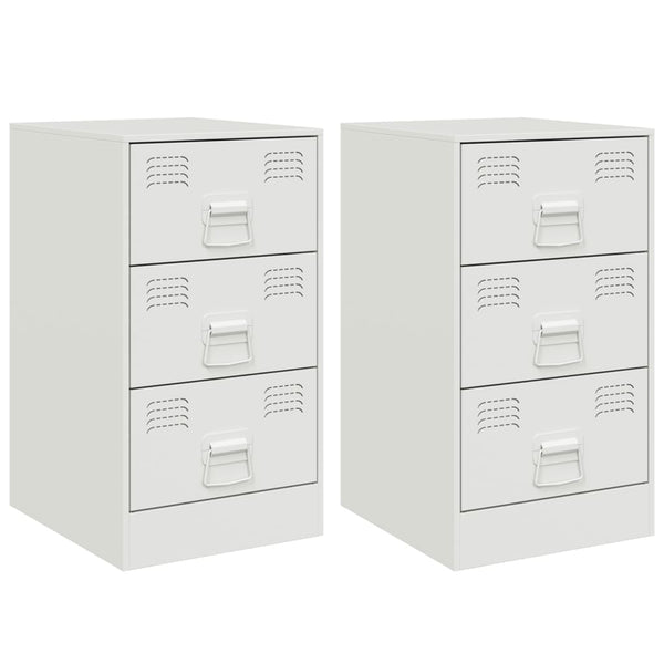 Yöpöydät 2 kpl valkoinen 34,5x39x62 cm teräs