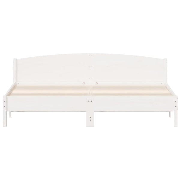 Sängynrunko päädyllä valkoinen 200x200 cm täysi mänty