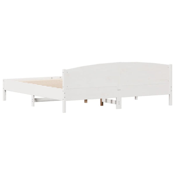 Sängynrunko päädyllä valkoinen 200x200 cm täysi mänty