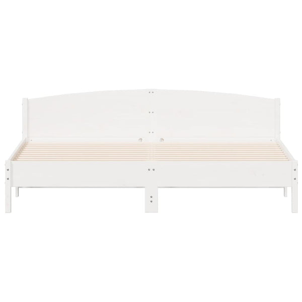 Sängynrunko päädyllä valkoinen 180x200 cm täysi mänty