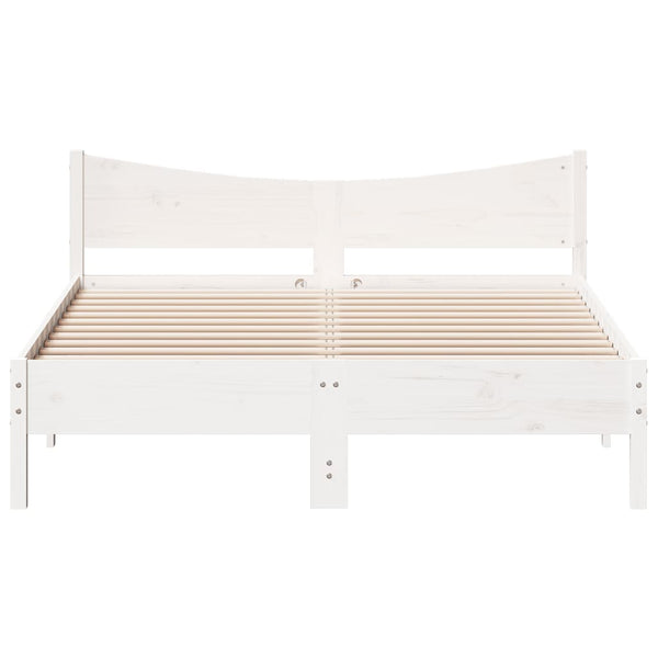 Sängynrunko päädyllä valkoinen 150x200 cm mänty