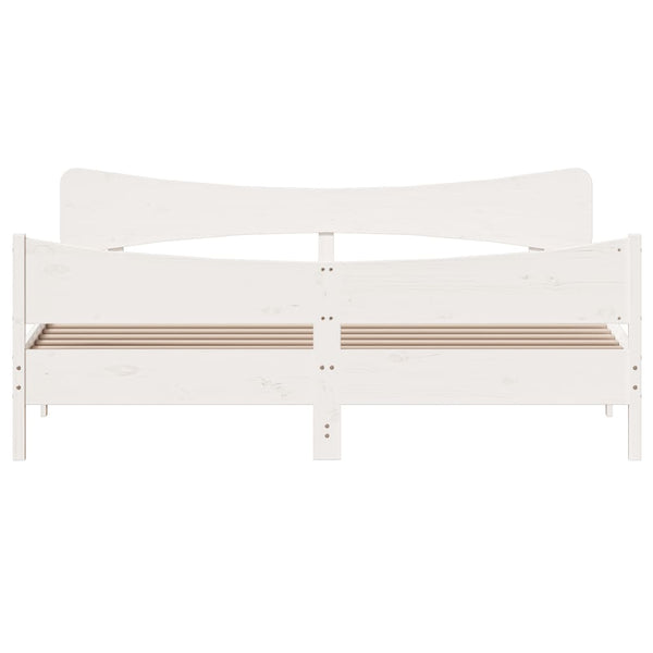 Sängynrunko päädyllä valkoinen 180x200 cm täysi mänty