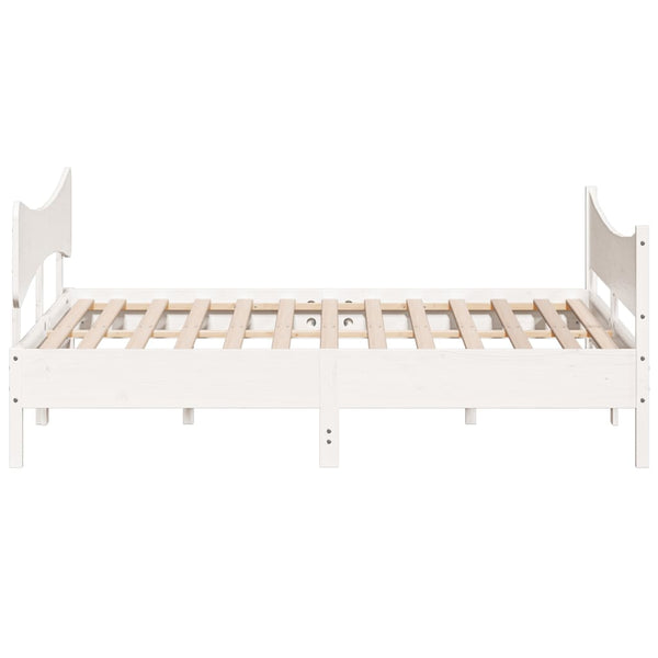 Sängynrunko päädyllä valkoinen 180x200 cm täysi mänty