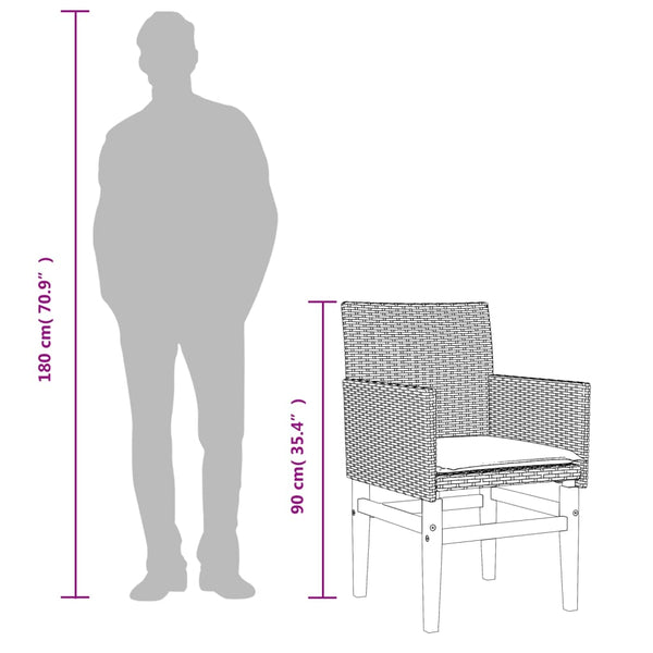 Puutarhatuolit tyynyillä 2 kpl beige polyrottinki ja täysi puu
