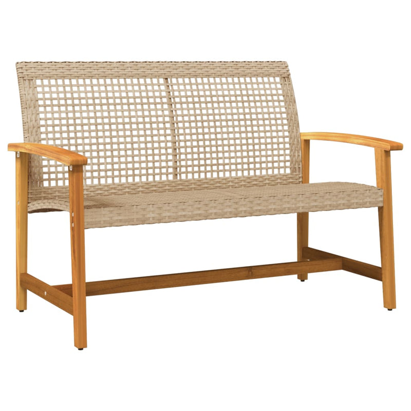 Beige puutarhapenkki Tricia 112cm (polyrottinki ja akasiapuu)