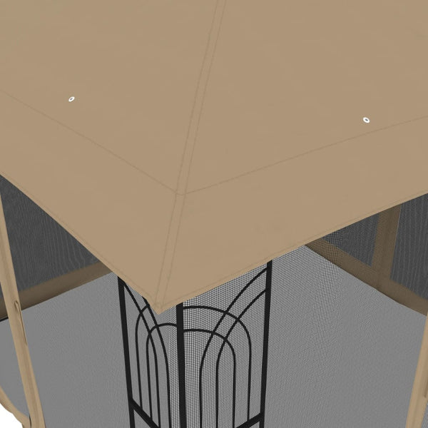 Huvimaja tuplakatolla ja verkkoseinillä taupe 2,94x2,94 m teräs