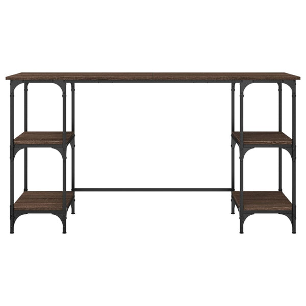 Työpöytä ruskea tammi 140x50x75 cm metalli ja tekninen puu